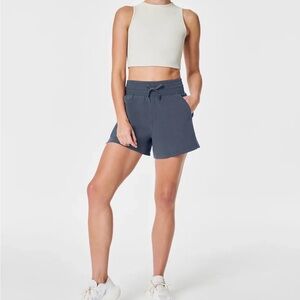 SPANX Out of Office Blue Drawstring Shorts